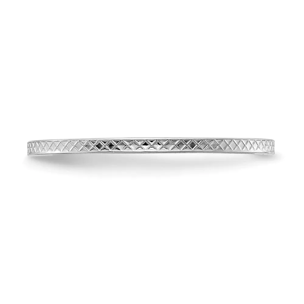 1.2mm 10k White Gold Crisscross Flat Stackable Band