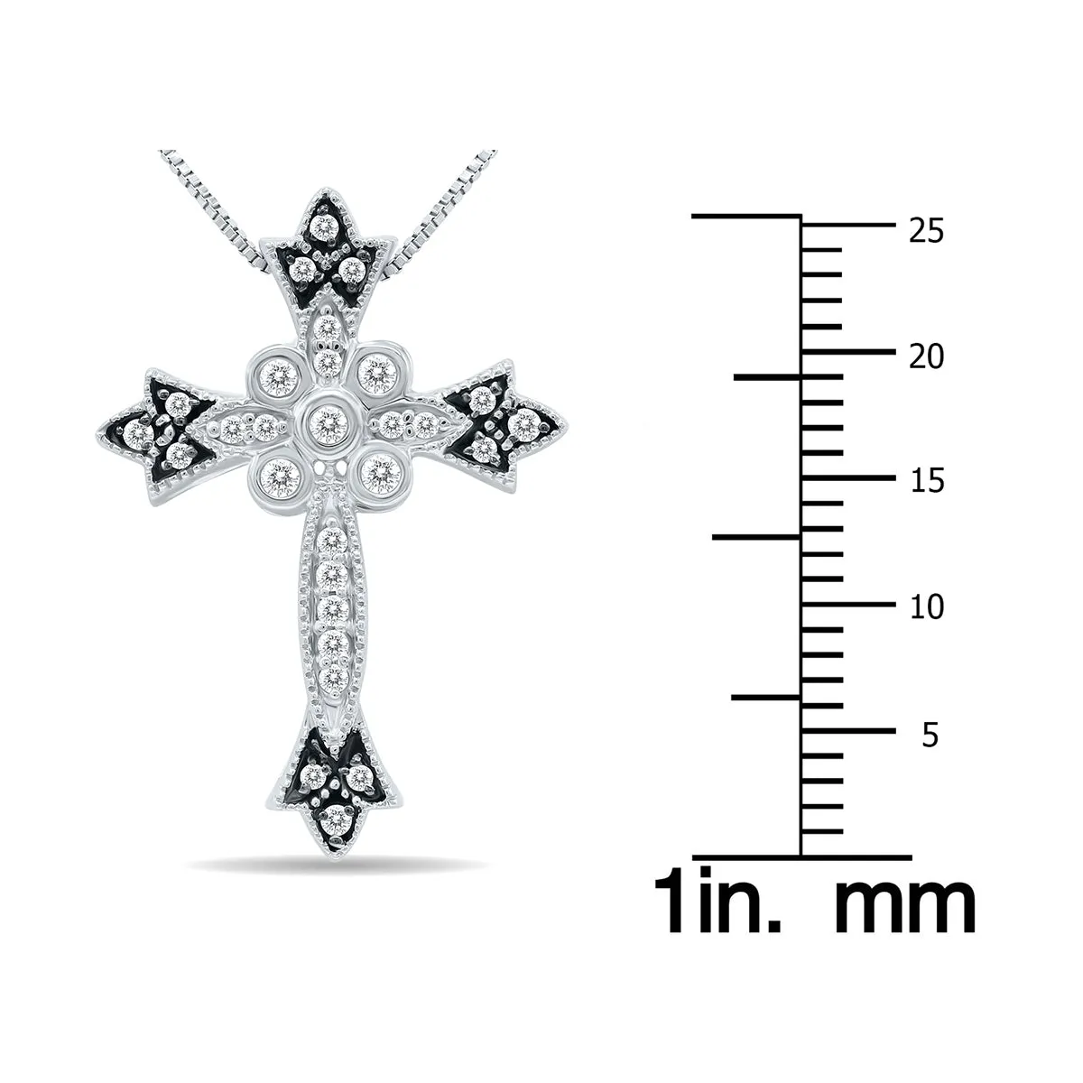 1/4 Carat Tw Diamond Cross Pendant With Black Rhodium In .925 Sterling Silver