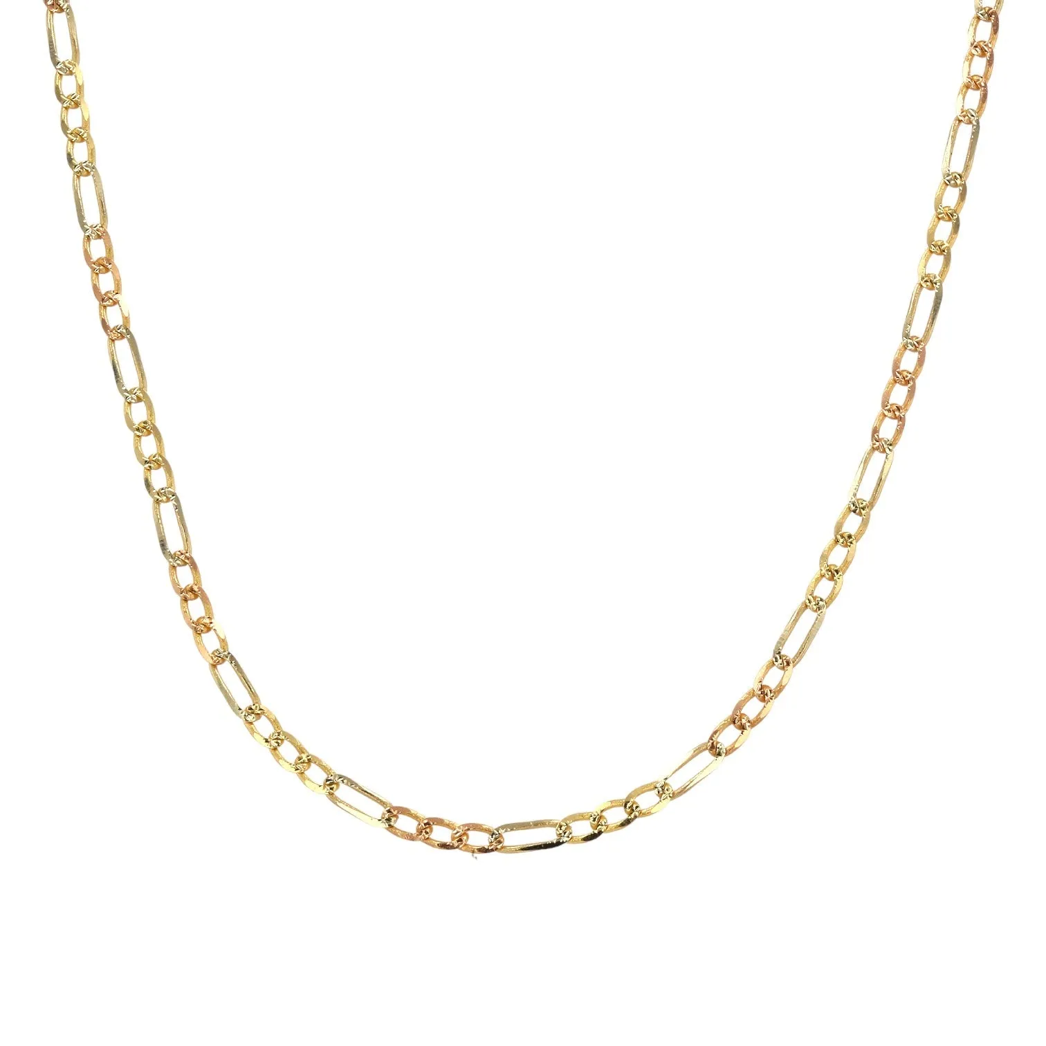 14K Three Color Gold Figaro Chain 3.5 x 20inch-227305