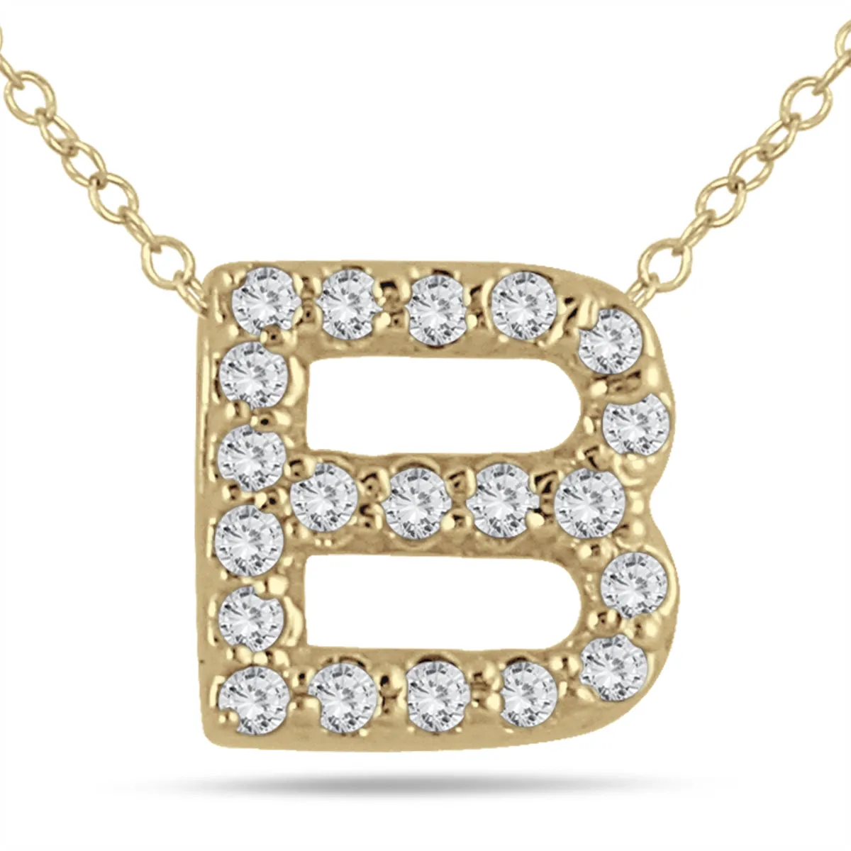 1/6 Carat Tw B Initial Diamond Pendant In 10K Yellow Gold