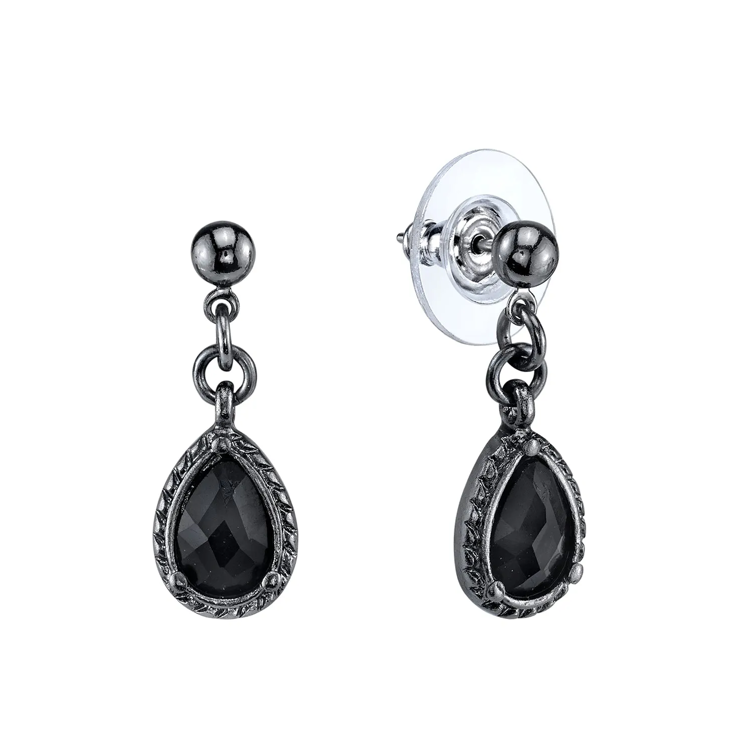 1928 Jewelry Black Victorian Inspired Petite Teardrop Earrings