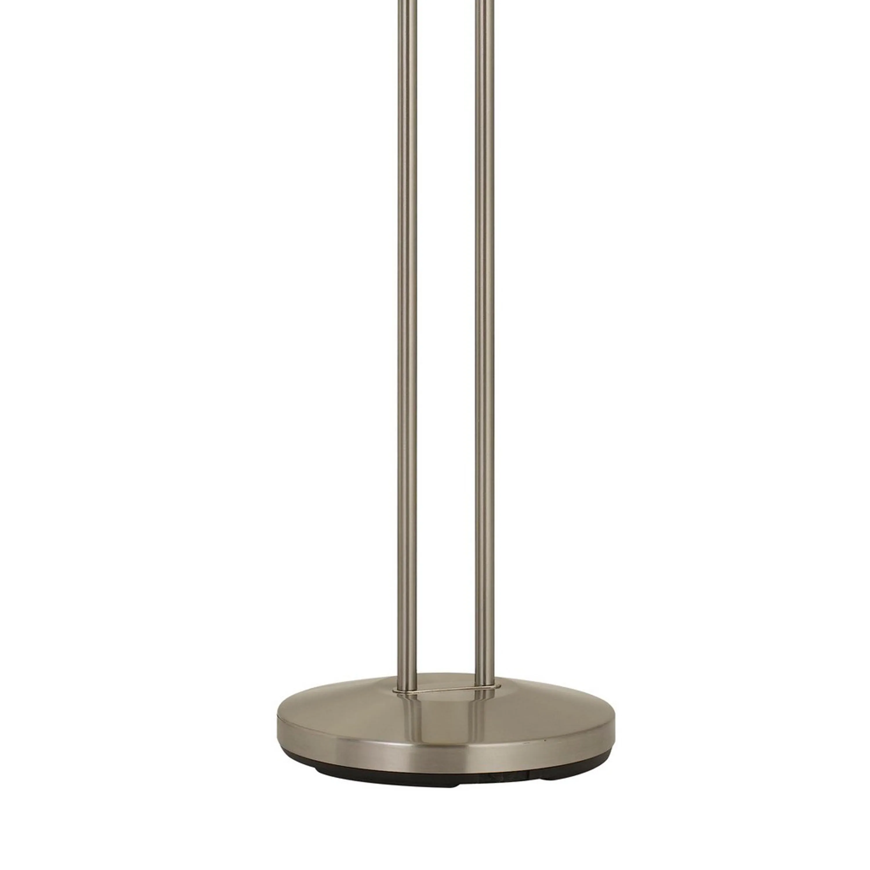 2 Metal Heads Torchiere Floor Lamp With Dimmer Control, Chrome By Benzara