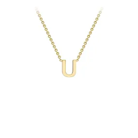 9K Yellow Gold 'U' Initial Adjustable Letter Necklace 38/43cm