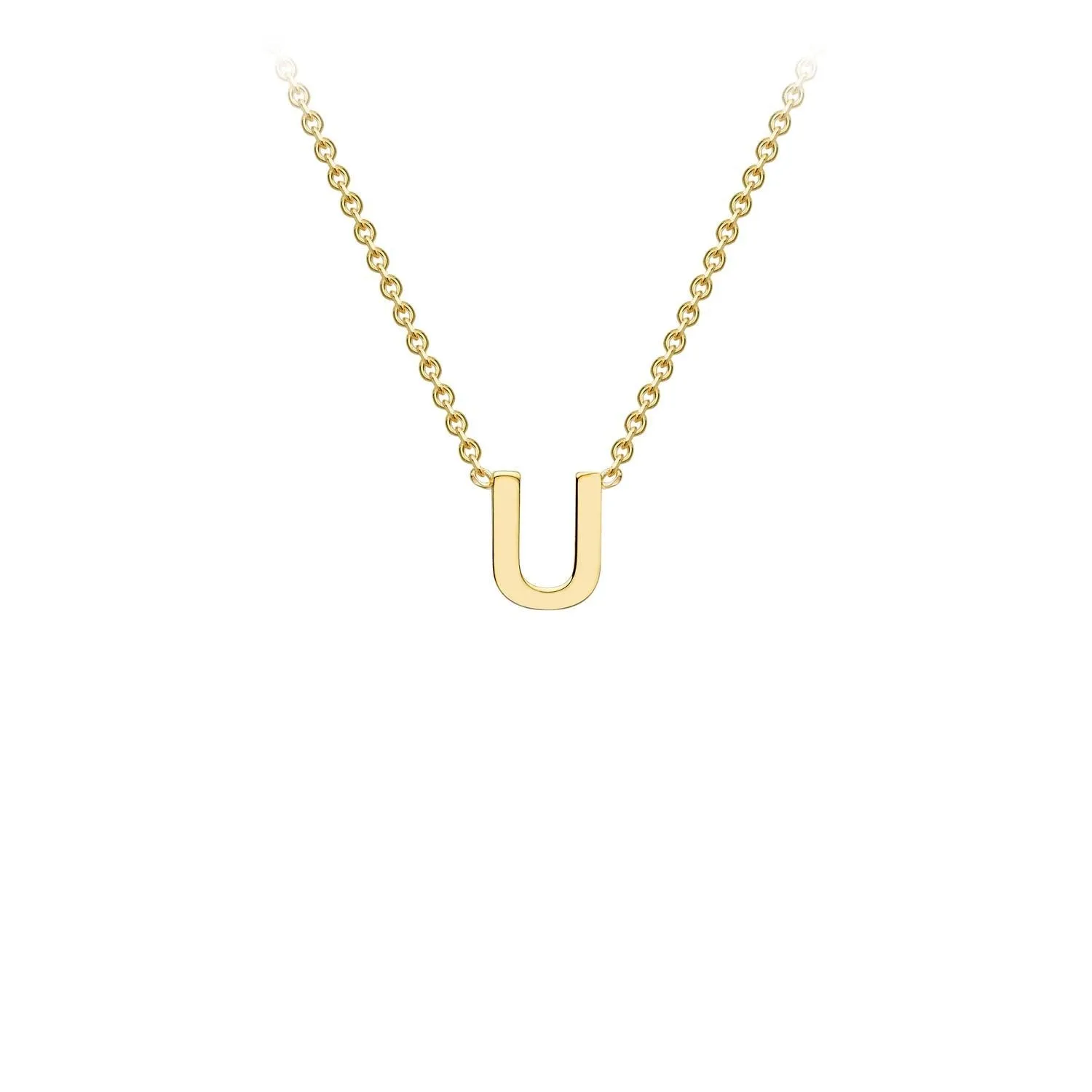 9K Yellow Gold 'U' Initial Adjustable Letter Necklace 38/43cm