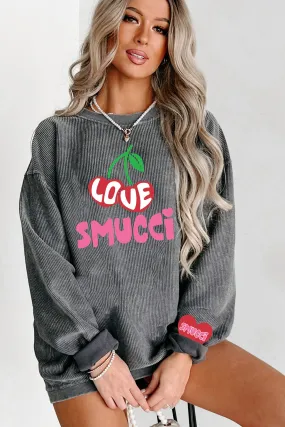 A Smucci Kind Of Love Corded Graphic Crewneck (Charcoal) - Print On Demand