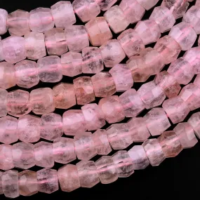 AAA Faceted Natural Pink Morganite Aquamarine Beryl Rondelle Beads 8mm 15.5" Strand