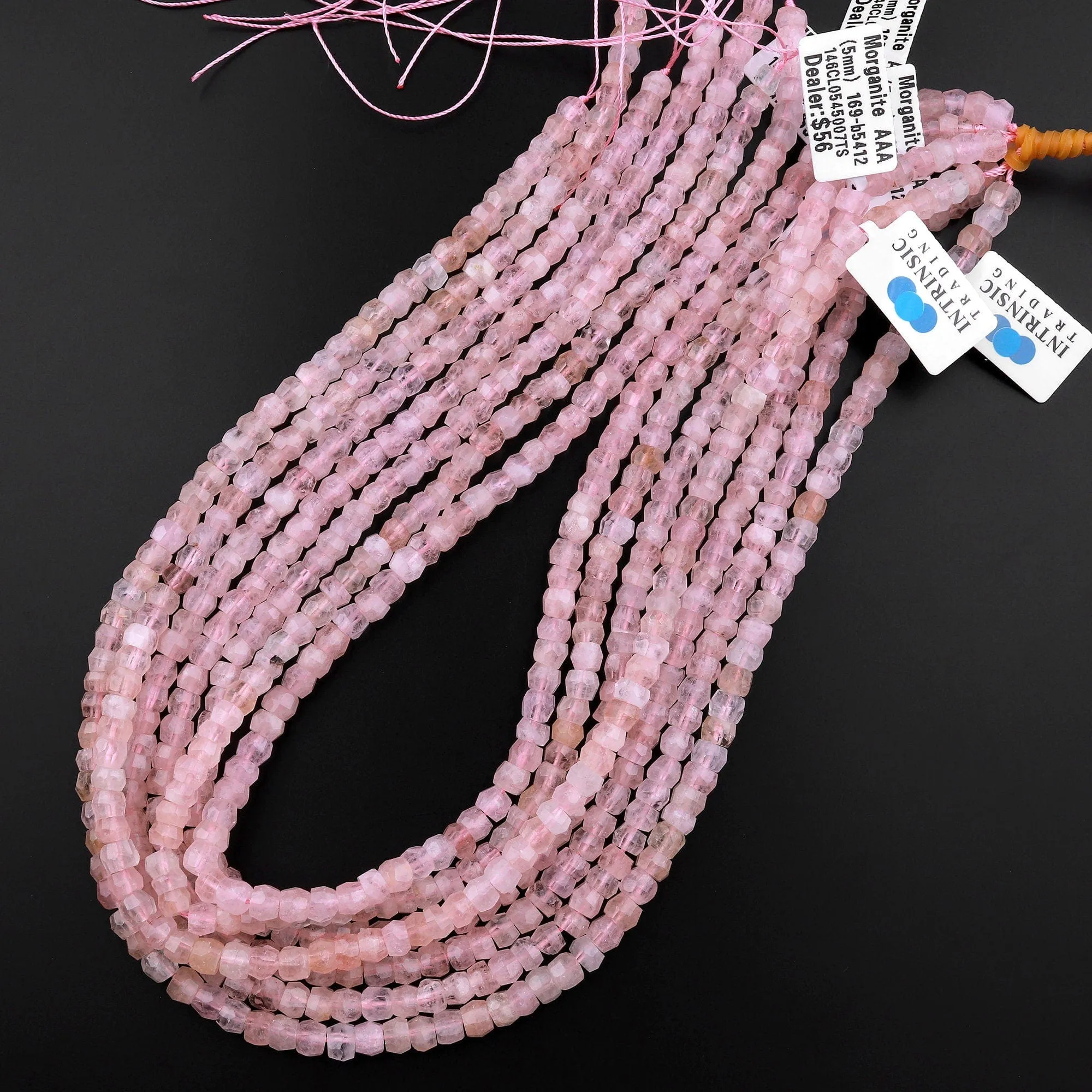 AAA Faceted Natural Pink Morganite Aquamarine Beryl Rondelle Beads 8mm 15.5" Strand