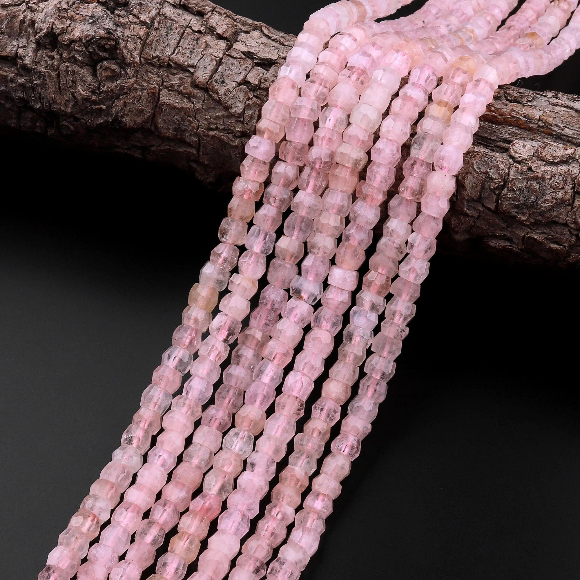 AAA Faceted Natural Pink Morganite Aquamarine Beryl Rondelle Beads 8mm 15.5" Strand