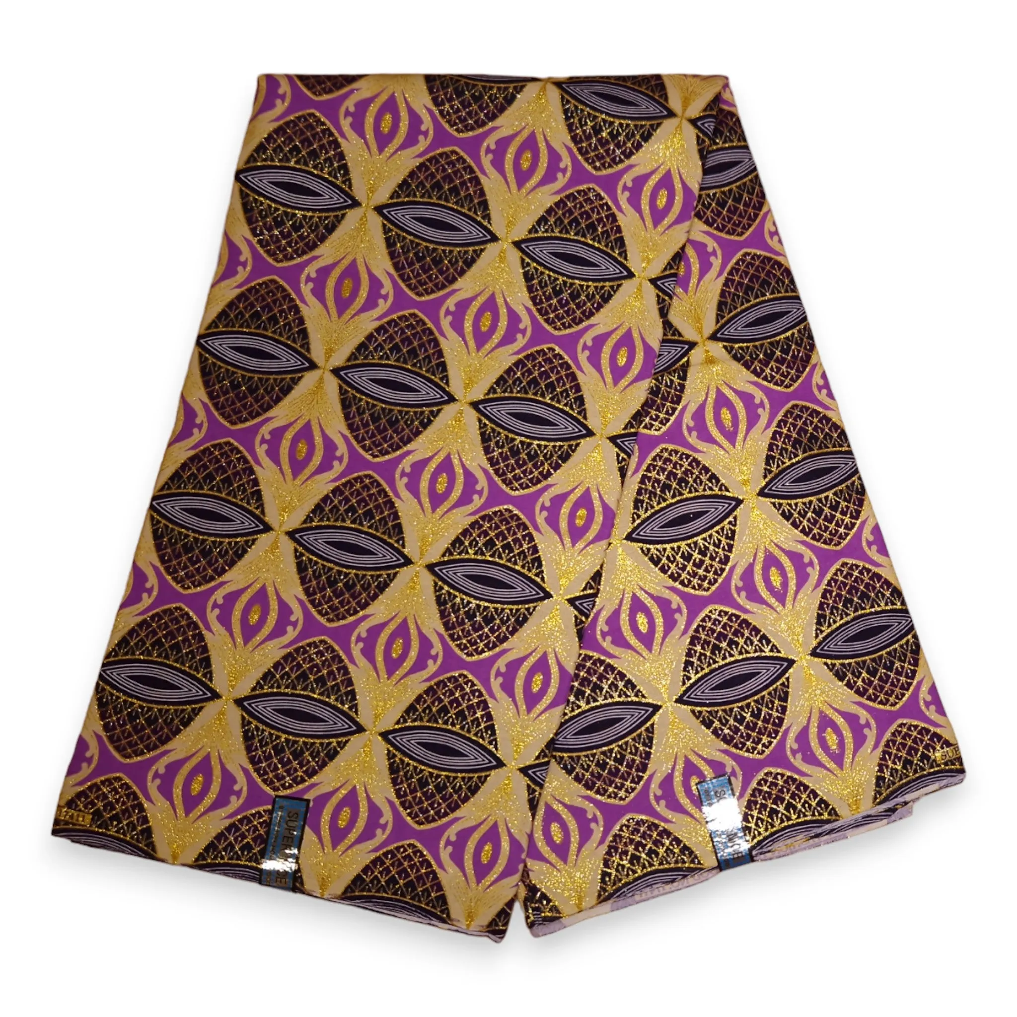 African print fabric - Exclusive Embellished Glitter effects 100% cotton - PO-5016 Gold Purple