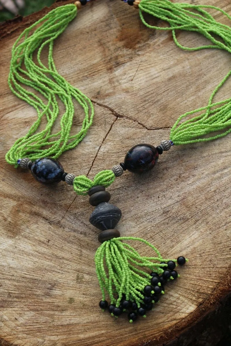 African Statement Necklace with Masai Beadwork