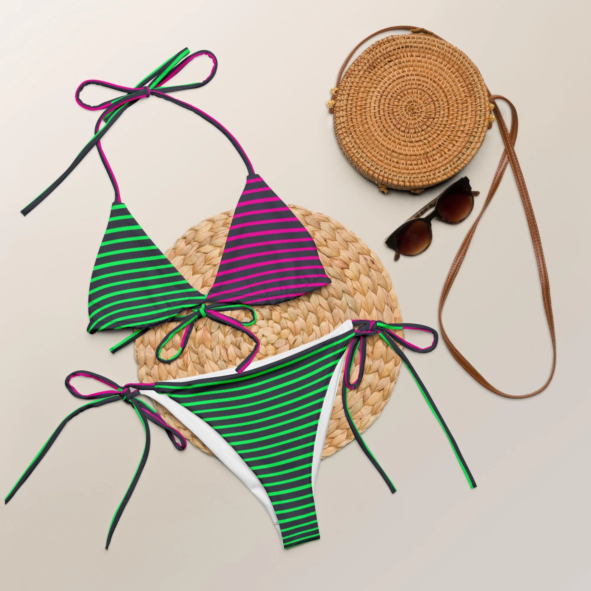 All-over print recycled string bikini