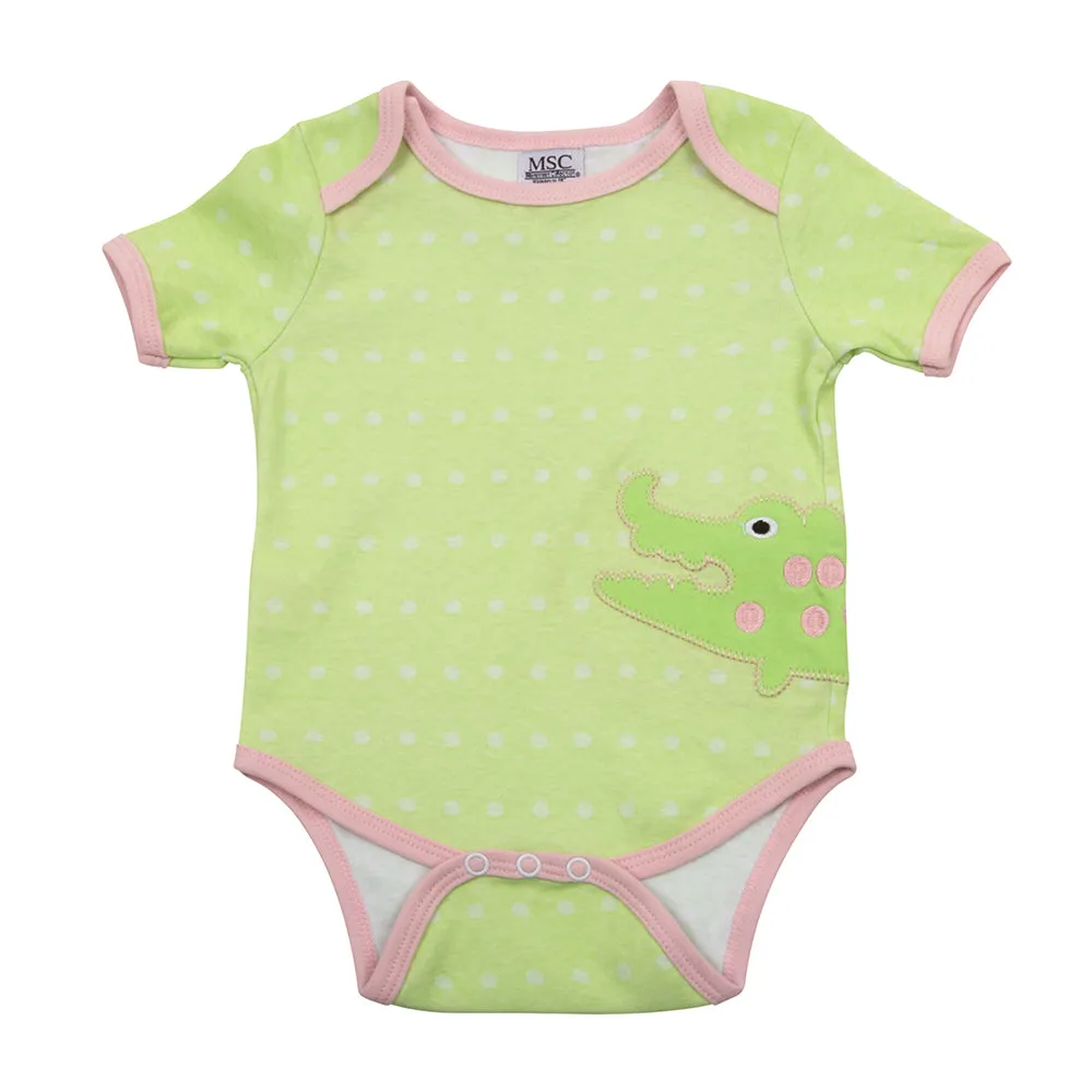 Alligator Lime Dot Onesie 0-6 Months