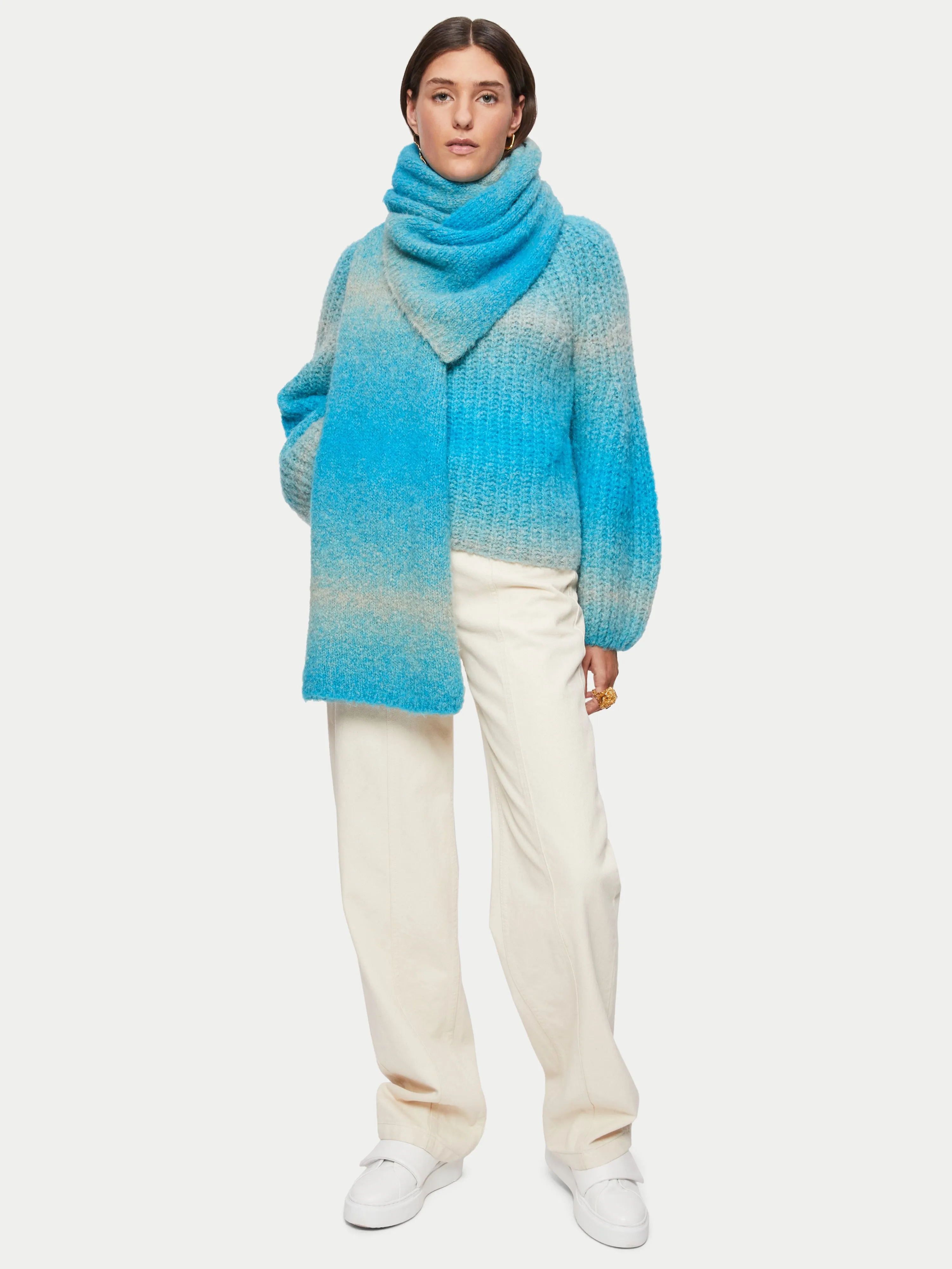 Alpaca Blend Space Dye Scarf | Blue