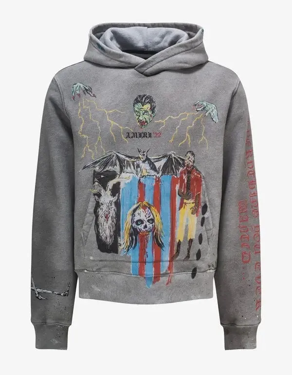 Amiri x Wes Lang Blood 38' Grey Hoodie