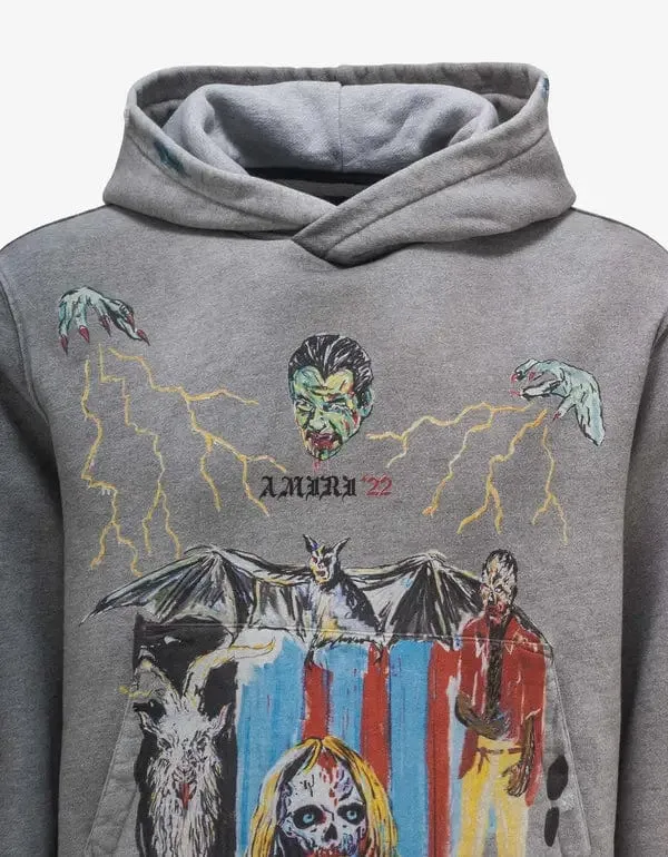 Amiri x Wes Lang Blood 38' Grey Hoodie