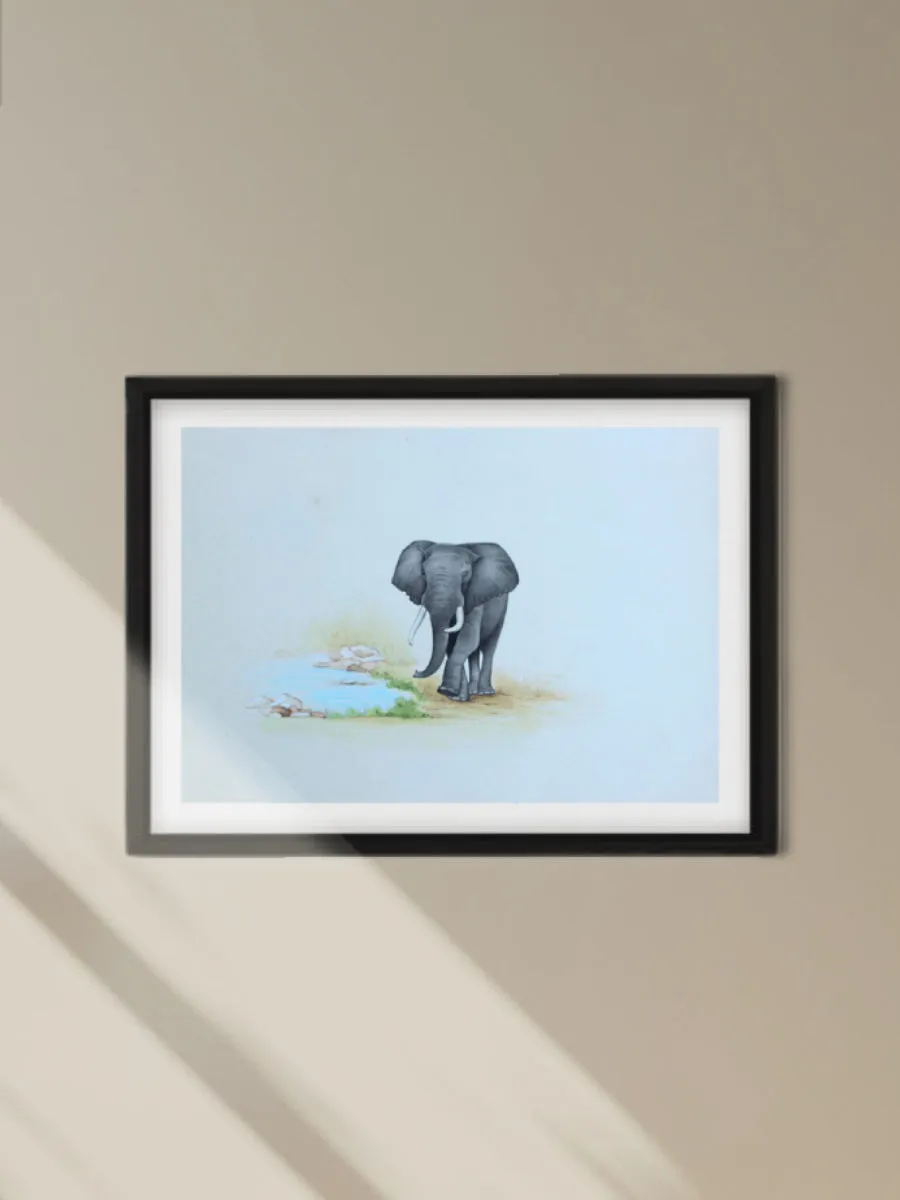 An Elephant in Wild Miniature Painting by Mohan Prajapati