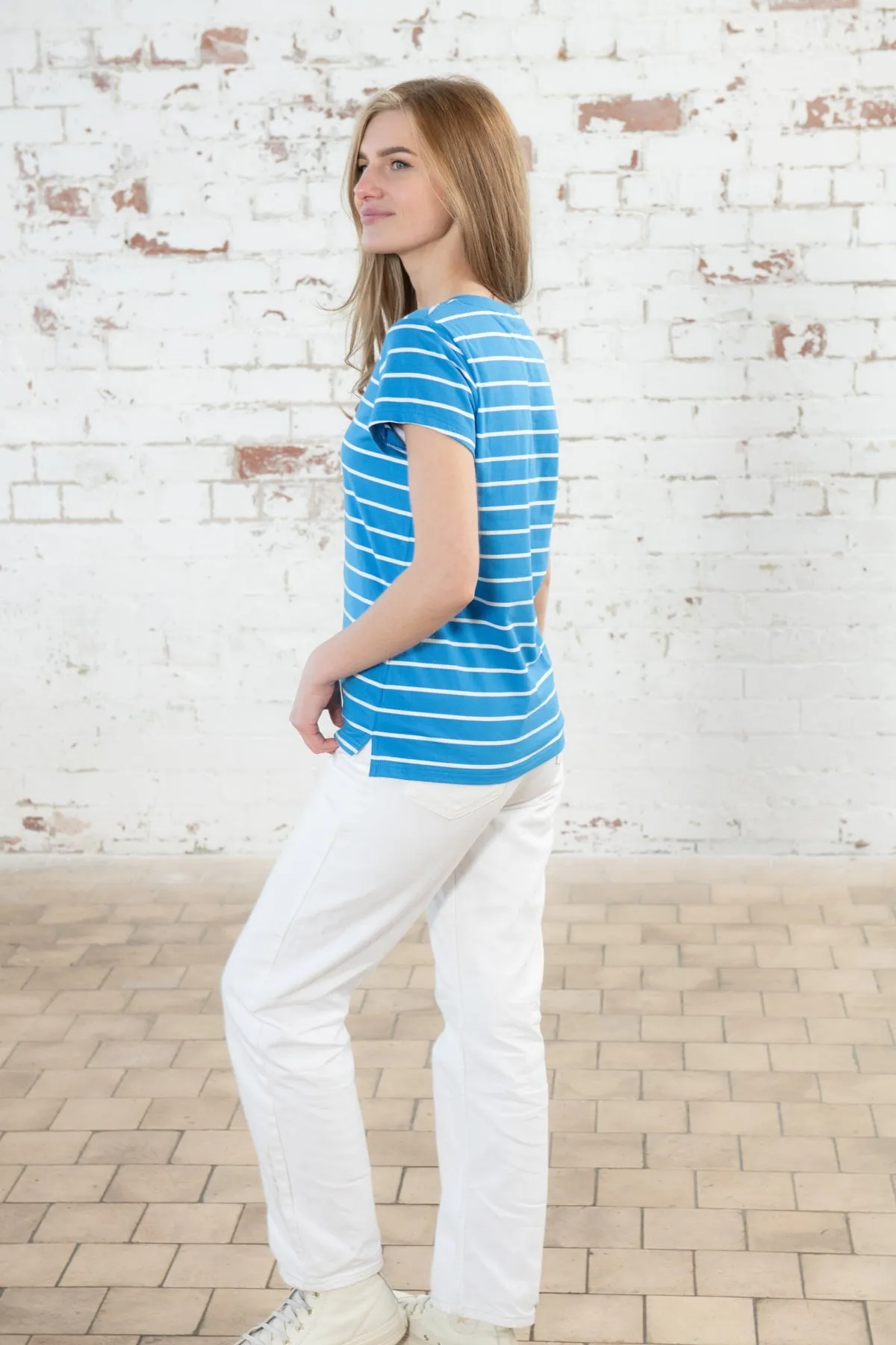 Ariana Tee - Azure Blue Stripe