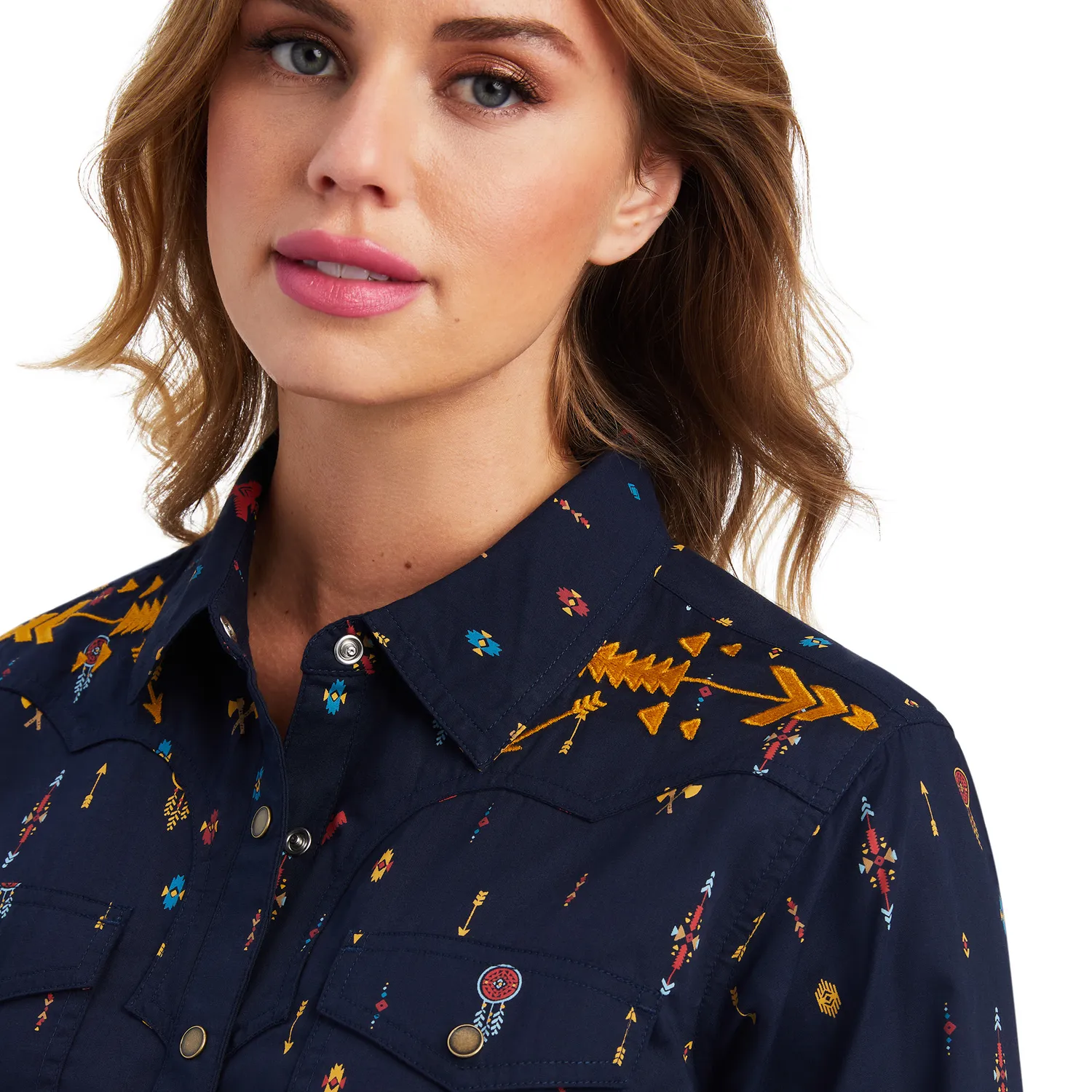 Ariat Womens Dakota Snap LS Shirt - Navy Multi Print