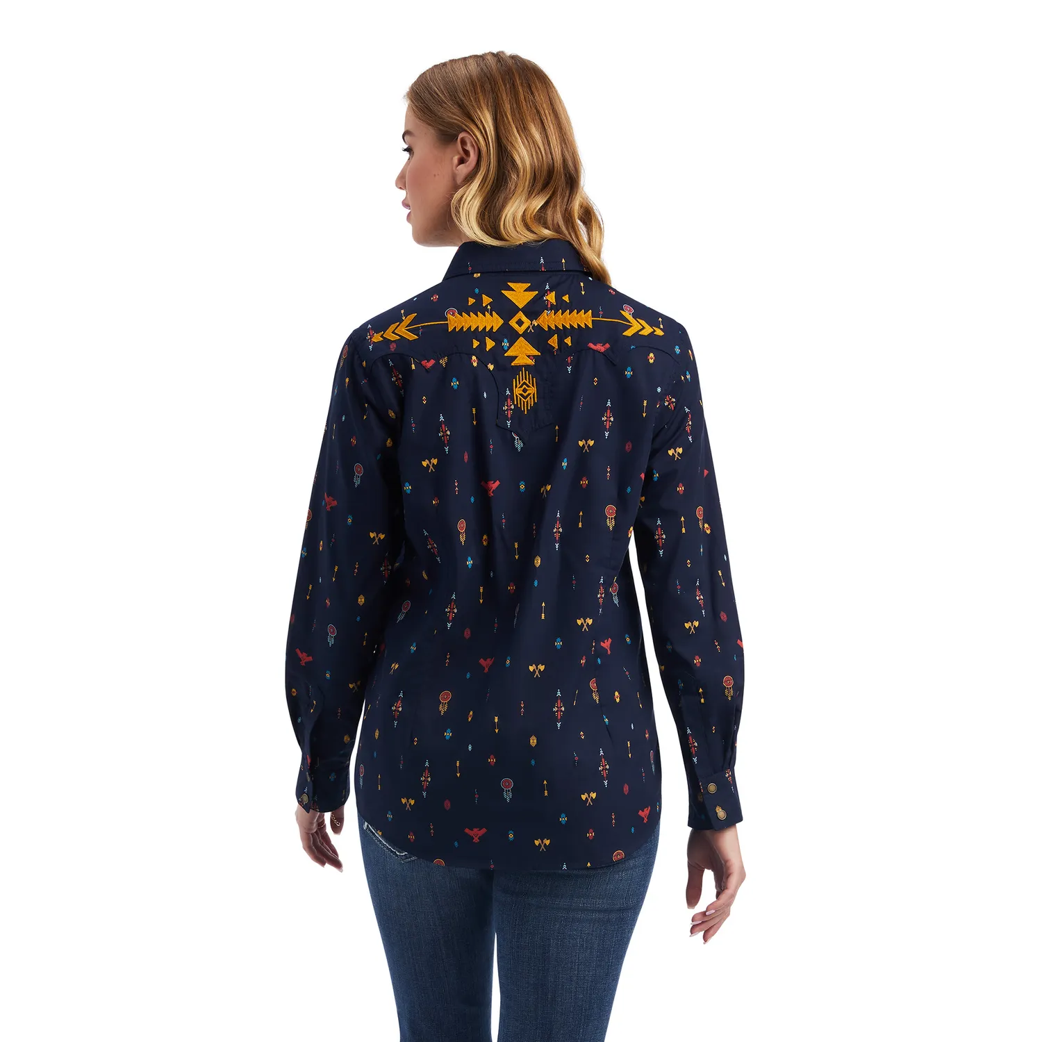 Ariat Womens Dakota Snap LS Shirt - Navy Multi Print