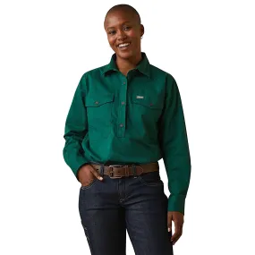 Ariat Womens Half Button L/S Workshirt Dark Green