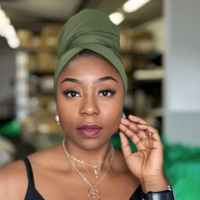 Army green Headwrap - Stretchy Jersey Fabric Turban