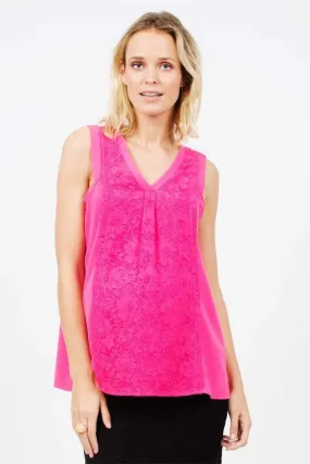 Aryana V-Neck Lace Sleeveless Nursing Top Fuchsia