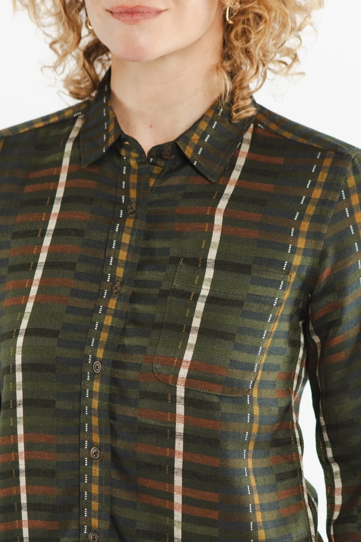 Ash Slim Shirt / Olive Stripe