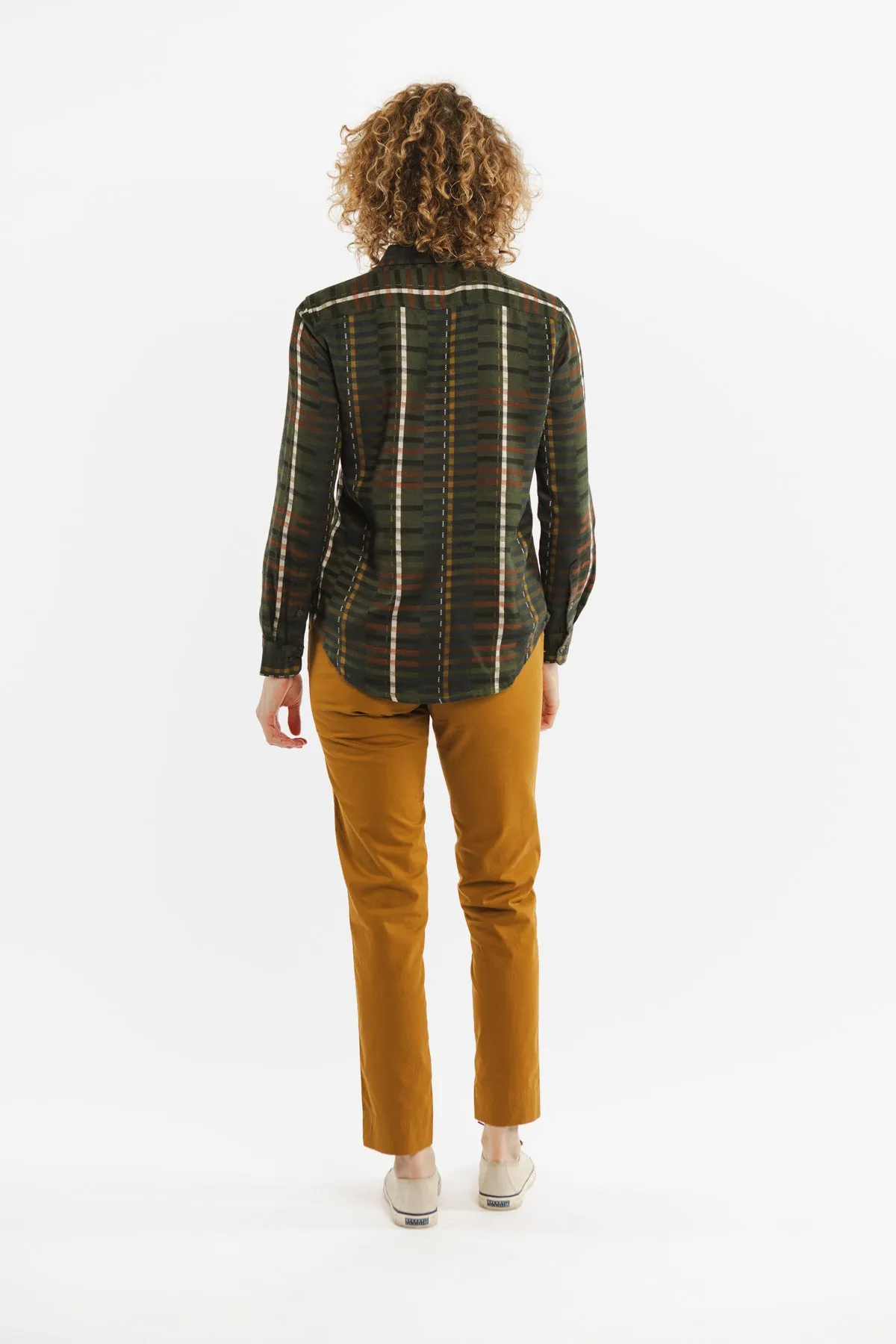 Ash Slim Shirt / Olive Stripe