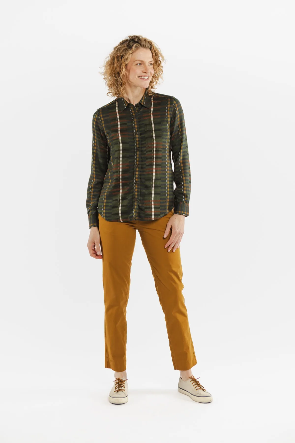 Ash Slim Shirt / Olive Stripe