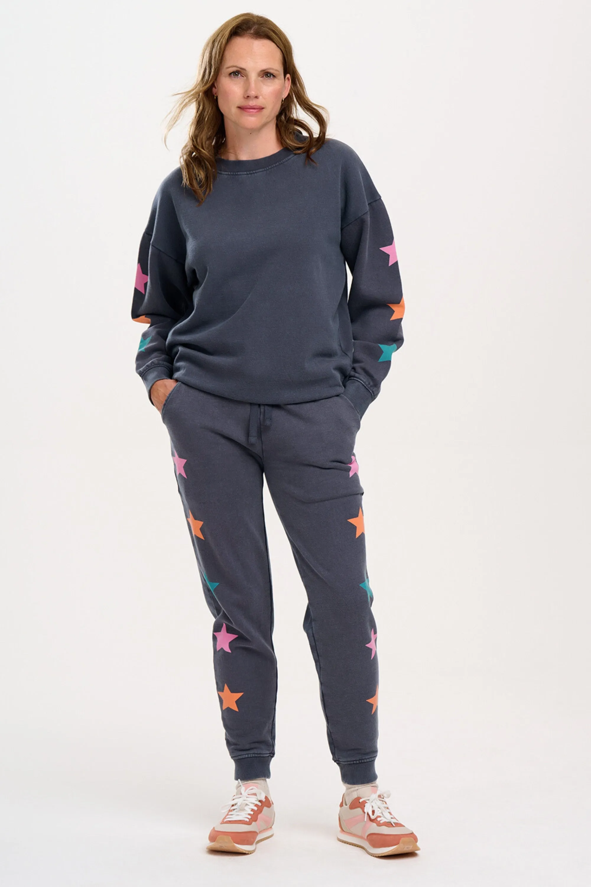 Ashley Joggers - Washed Charcoal, Star Detail