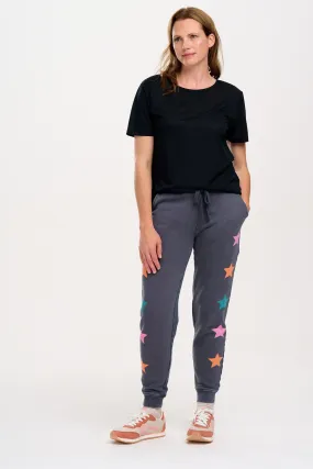 Ashley Joggers - Washed Charcoal, Star Detail