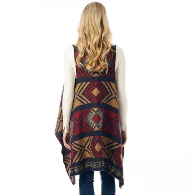 Aztec Pattern Vest With Button