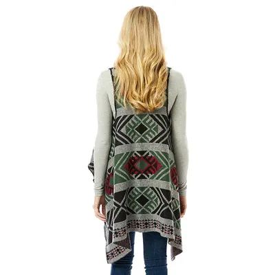 Aztec Pattern Vest With Button