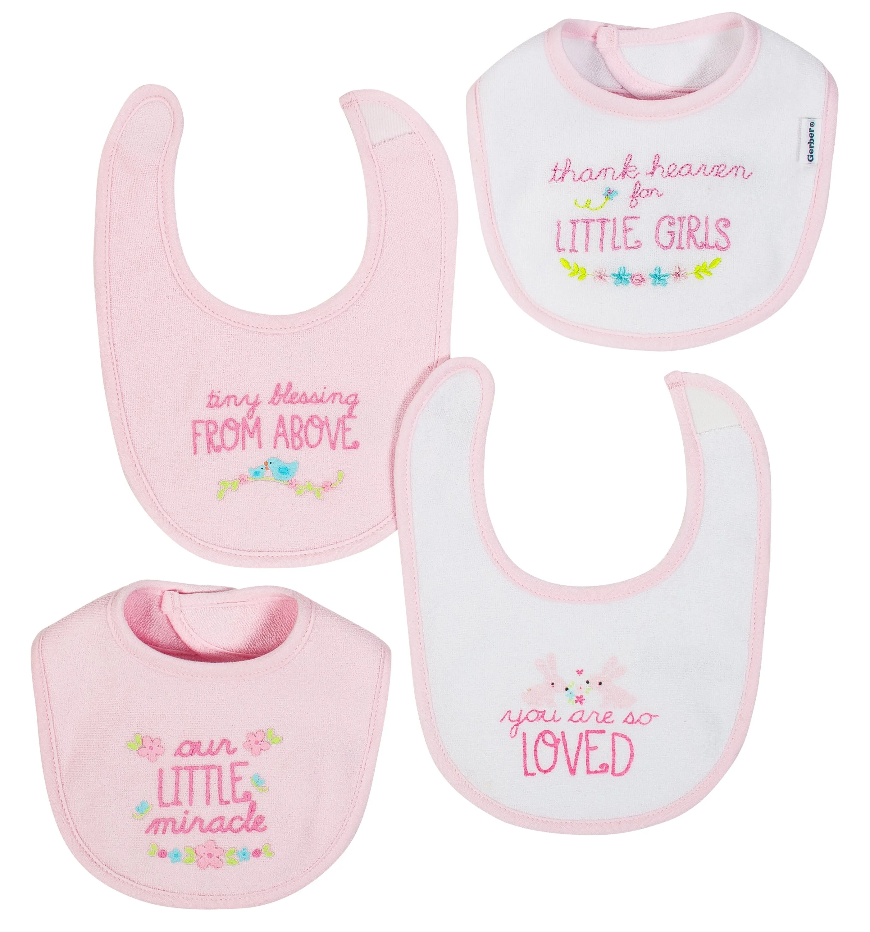 Baby Girls' 4-Pack Prism Pink Dribbler Bibs