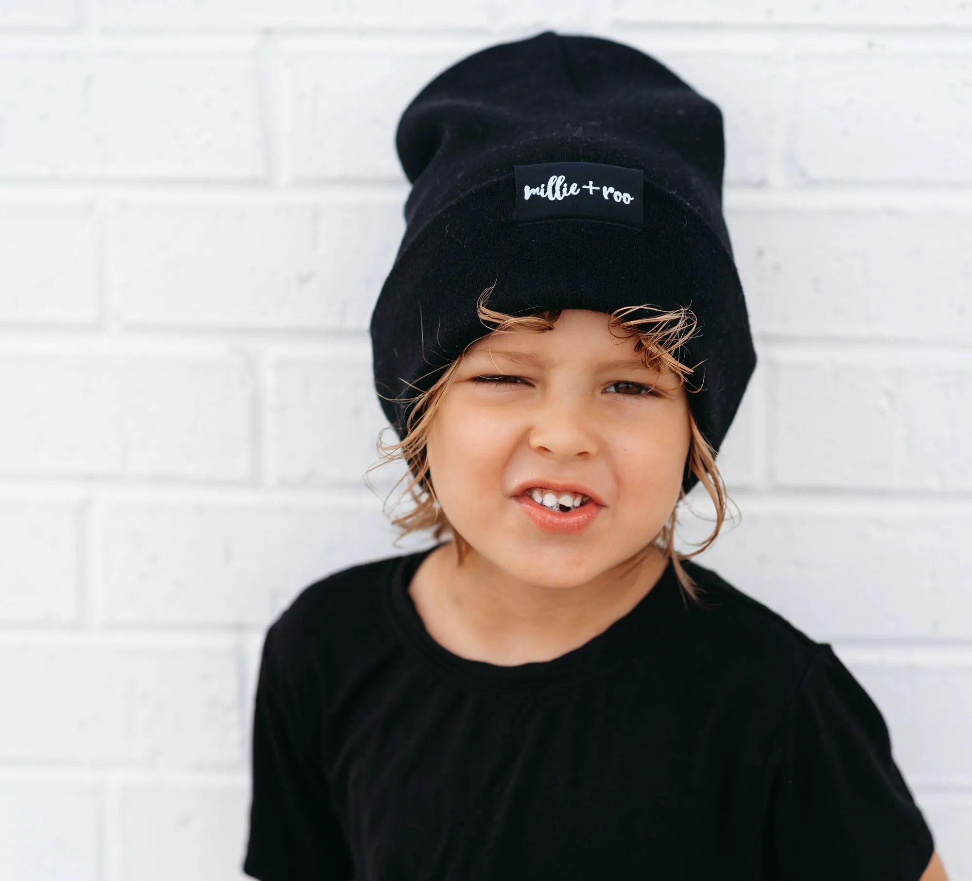 BAMBOO CUFF BEANIE- Black