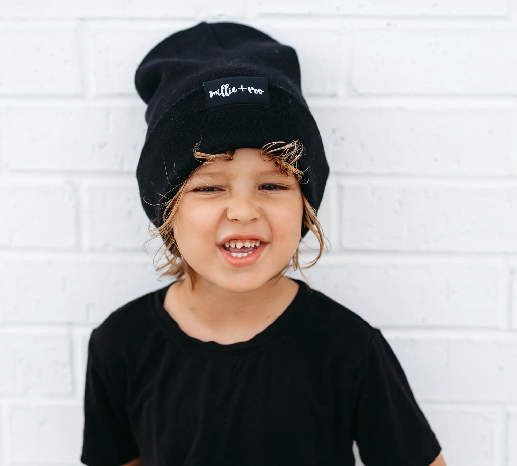 BAMBOO CUFF BEANIE- Black