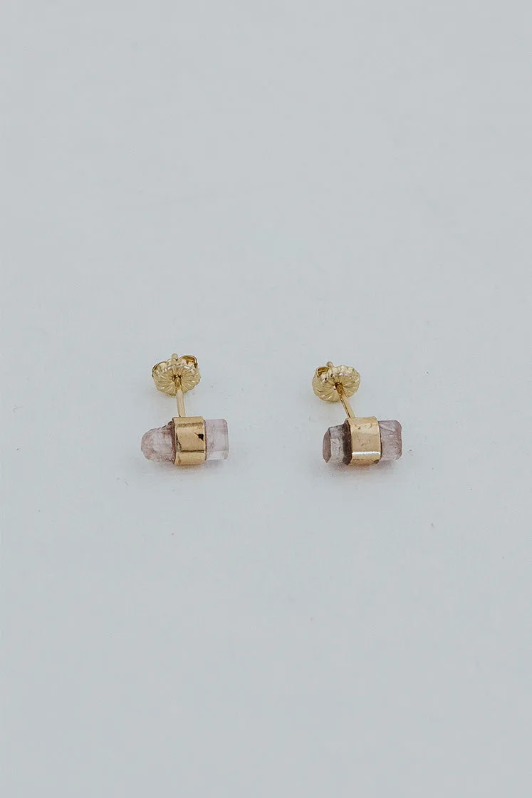 Banded Crystal Studs - Pink Tourmaline