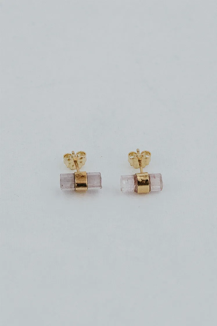 Banded Crystal Studs - Pink Tourmaline