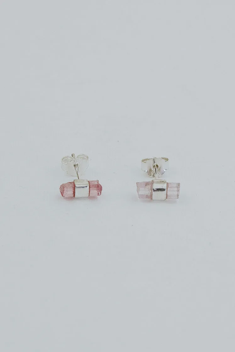 Banded Crystal Studs - Pink Tourmaline