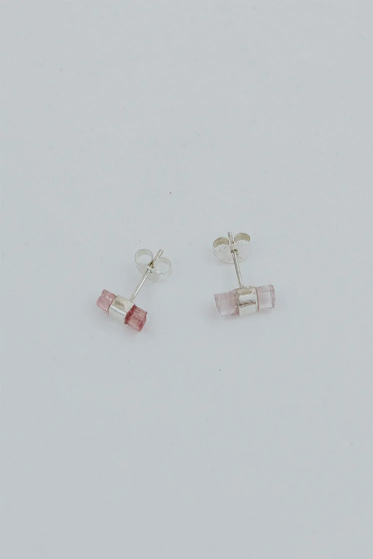 Banded Crystal Studs - Pink Tourmaline