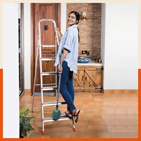 Bathla Advance 6-Step Foldable Aluminium Ladder with Sure-Hinge Technology (Orange)