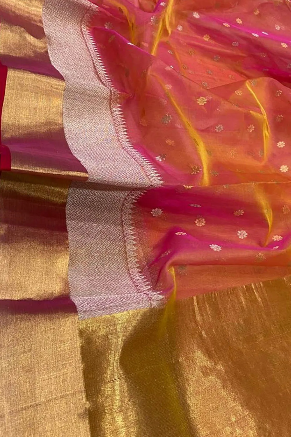 Beautiful Pink Chanderi Handloom Silk Saree