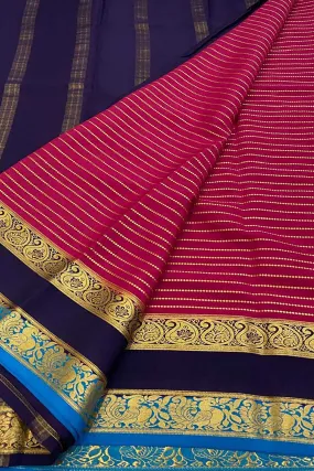 Beautiful Pink Handloom Mysore Crepe Silk Saree