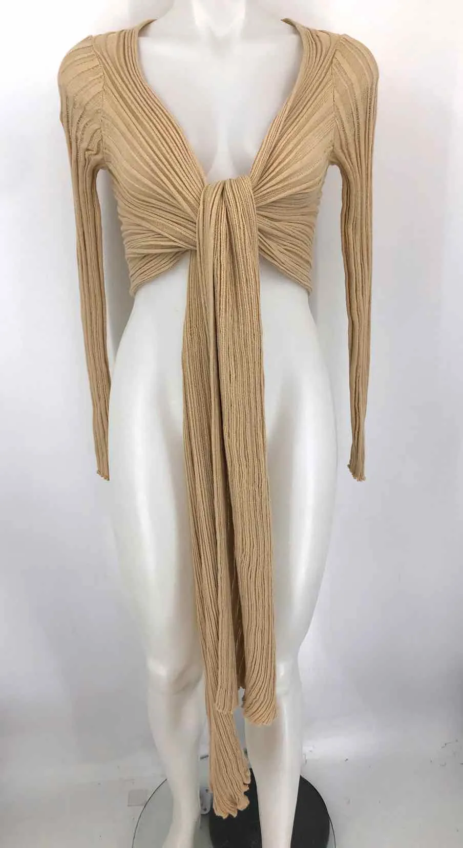 Beige Cotton Made in Greece Wrap Size MEDIUM (M) Sweater