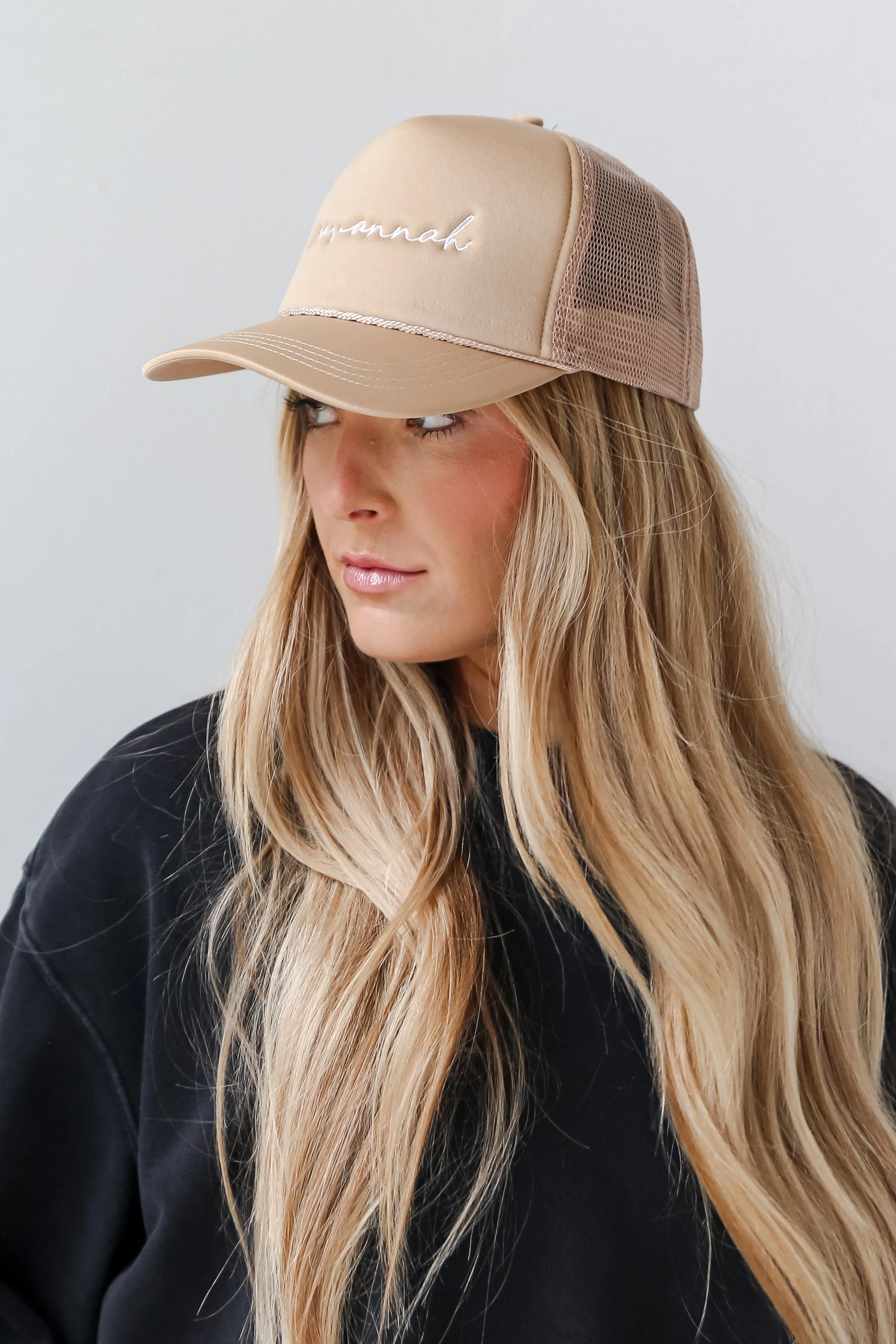 Beige Savannah Script Trucker Hat