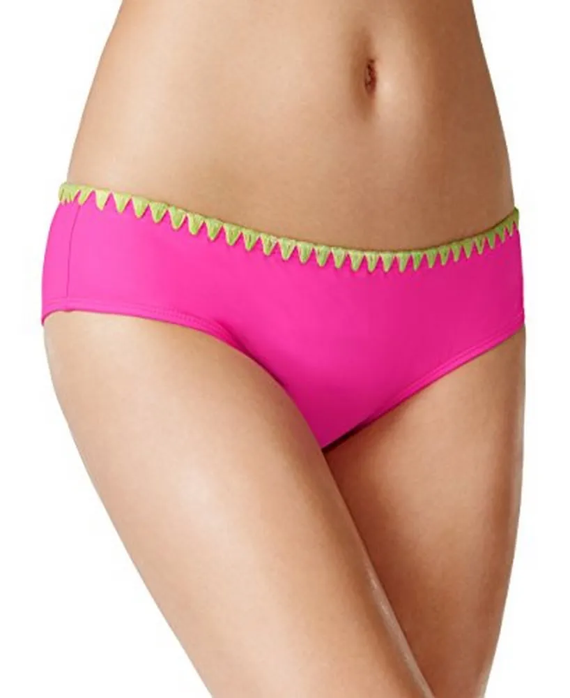 Bikini Nation Junior's Contrast-Trim Hipster Bikini Bottom, Pink, L