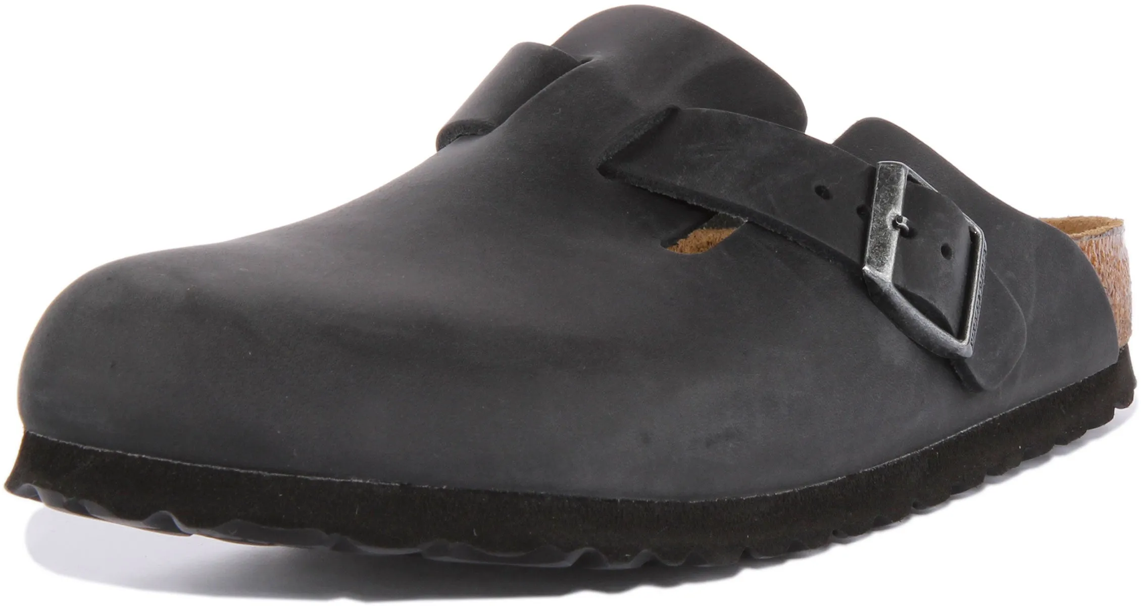 Birkenstock Boston NL In Black Leather | Narrow Fit