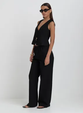 Black Elasticated Wide Leg Trouser- Zella