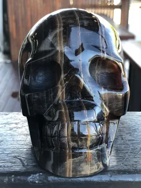 Black, Magenta and Yellow Banded Fluorite Skull [1k1105]