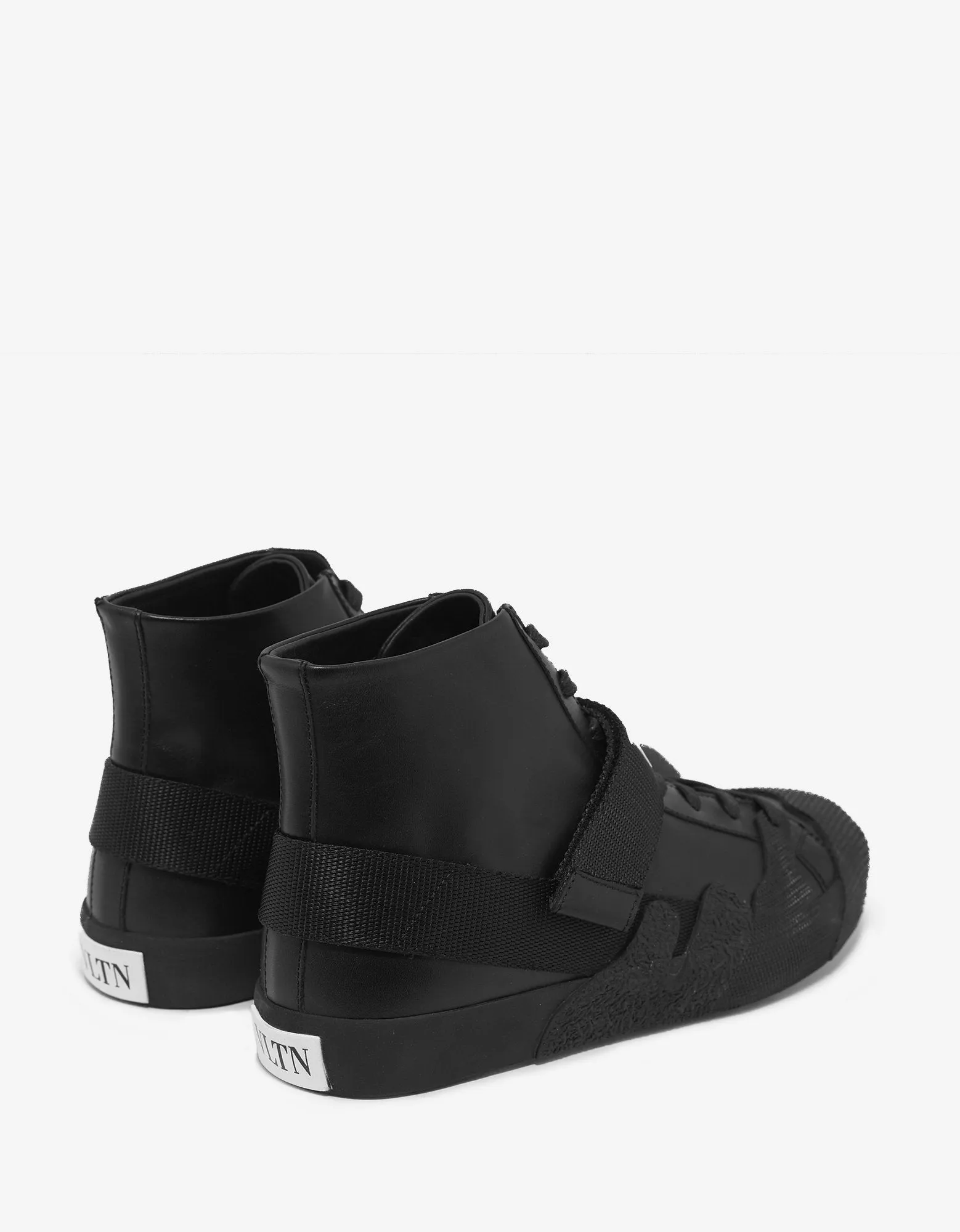 Black VLTN Strap High Top Trainers